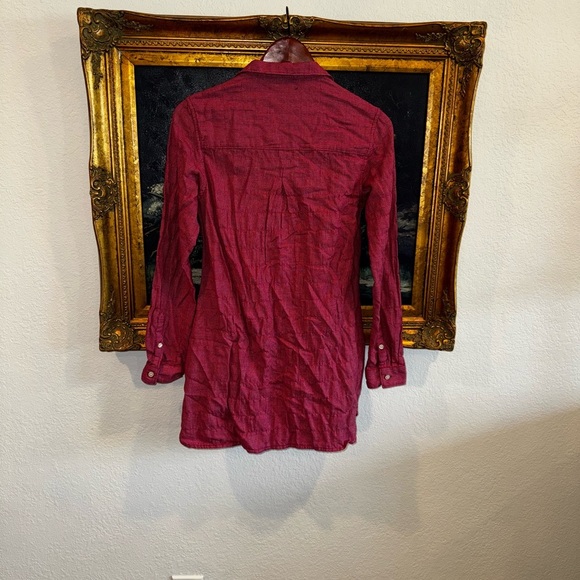 Horny Toad Red & White Button Front Long Sleeve Tunic Top Size Small Used - Picture 6 of 6